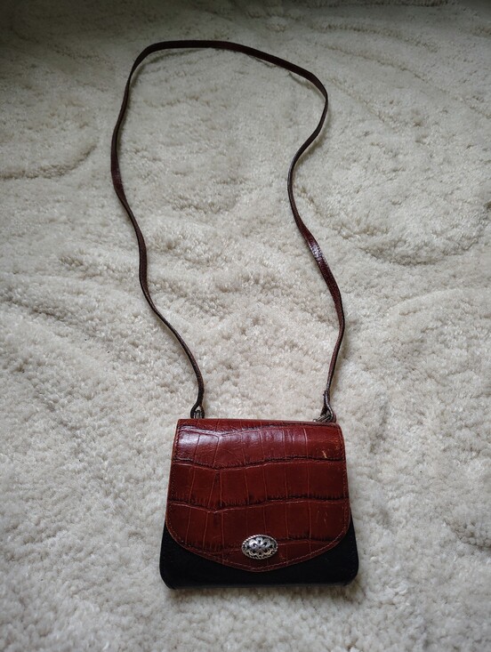 Handbags - Vintage Brighton Women's Brown Croc-Embossed Crossbody Small Bag